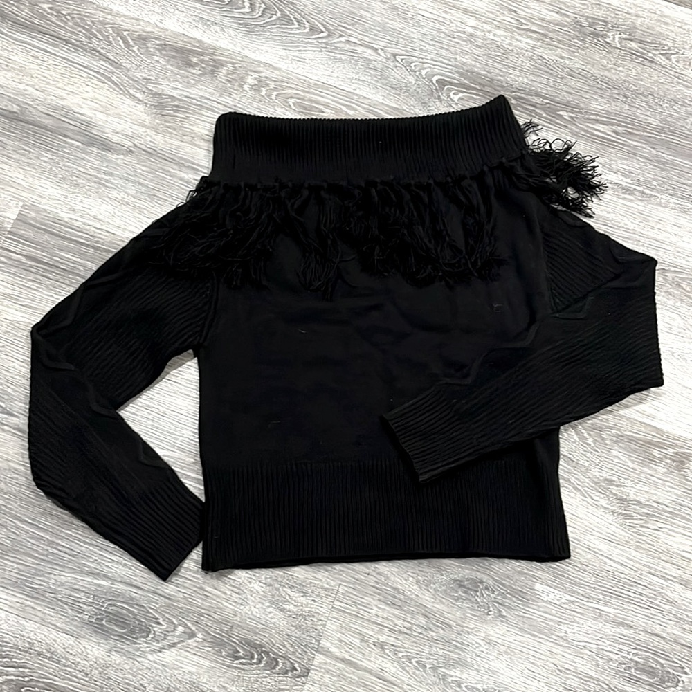 Black Fringe Sweater size Small